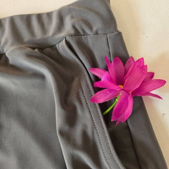 By JJ Womens Pull-On Stretch Tie-Bottom Hem Cargo Pocket Crop Pants Gray Medium - Picture 6 of 13